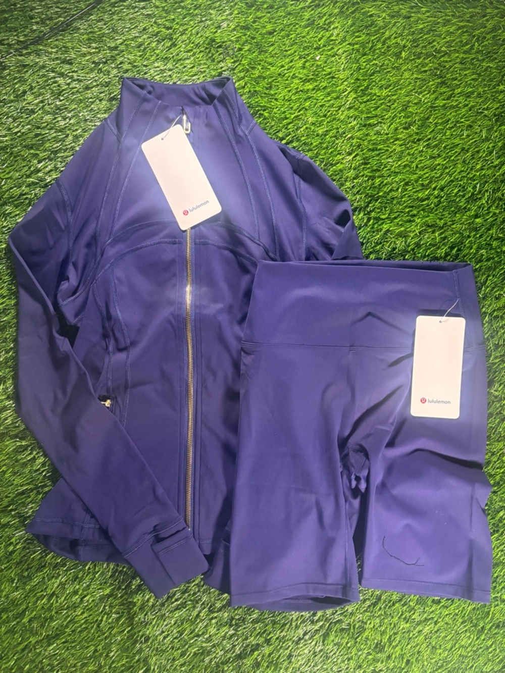 Navy Blue / Gold Lululemon Define Jacket + Shorts Set